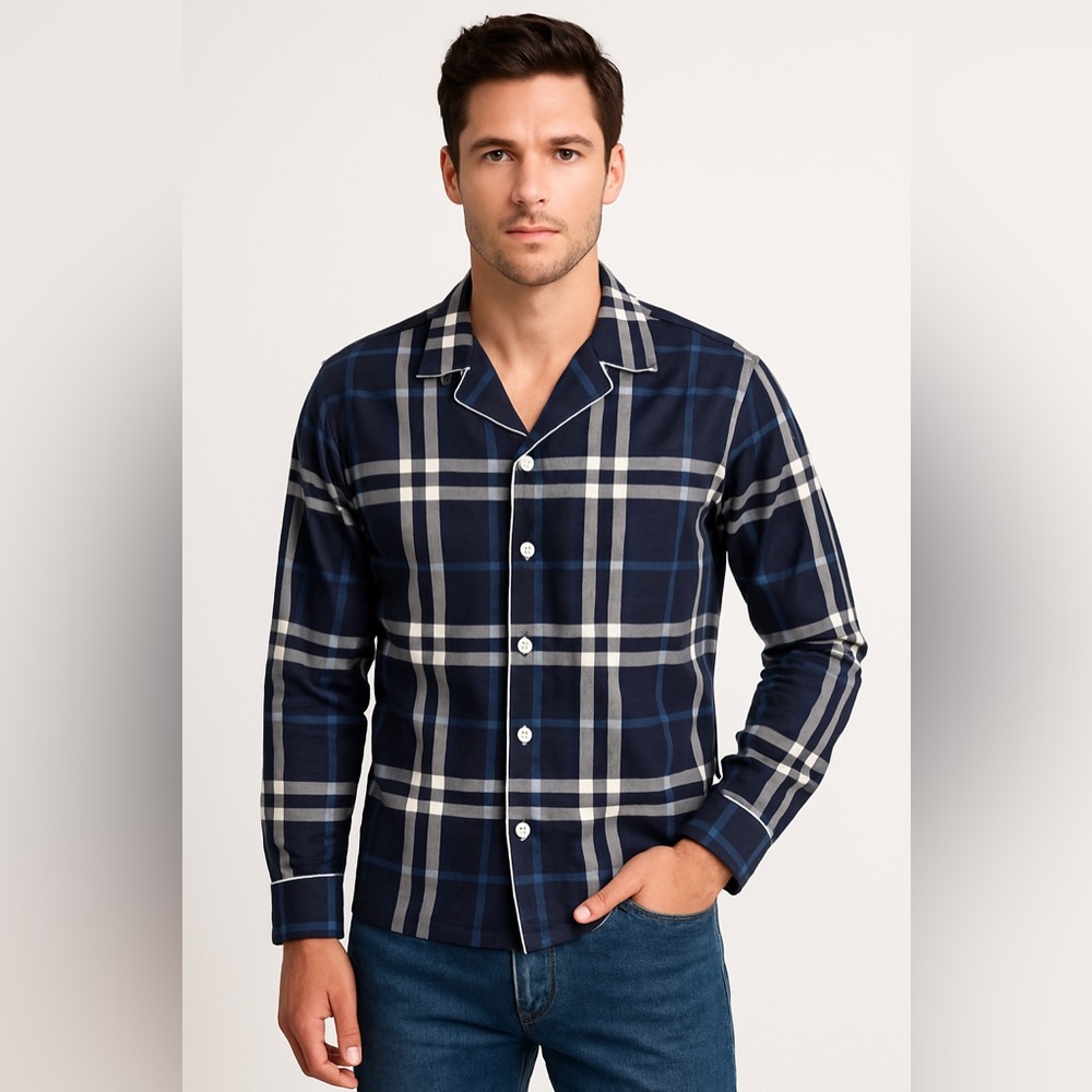 Burberry Paignton Trim Fit Sport Shirt in Navy size Large